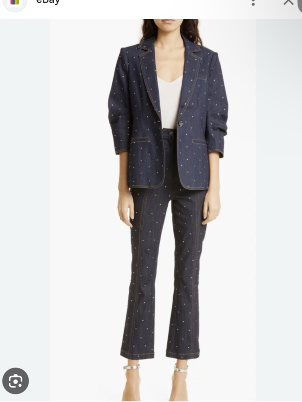 Cinq à Sept Petit Khloe Ditsy Rhinestone Denim Blazer in indigo & matching pants